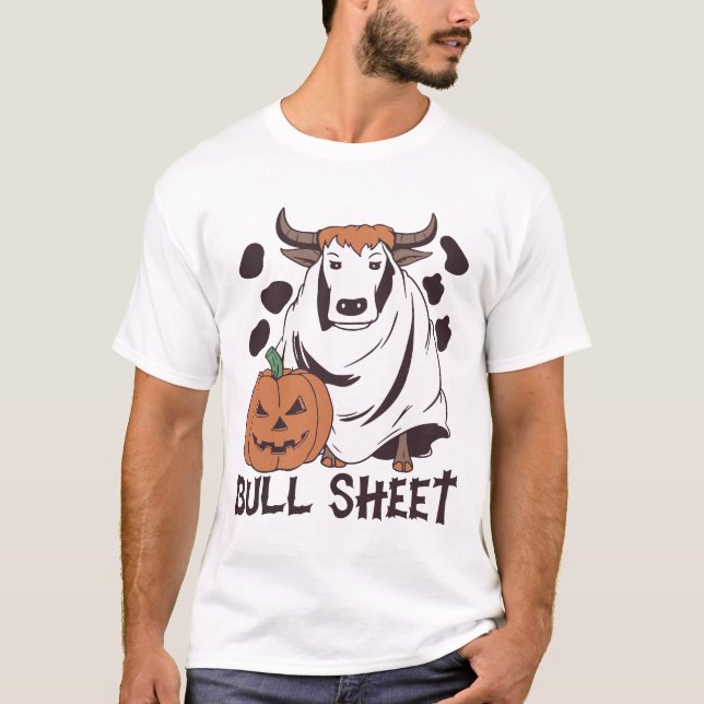 Bull Lakan Ghost Cow Halloween Funny T Shirt (Framsida)