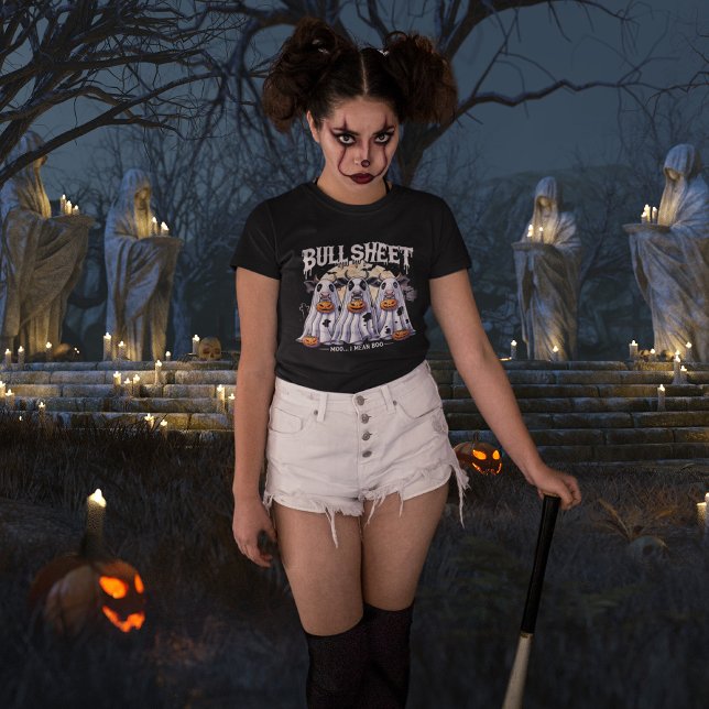 Bull Lakan moo/Funny bulls Halloween-flickor T Shirt (Bull Sheet moo / Funny bulls Halloween girls T-Shirt)