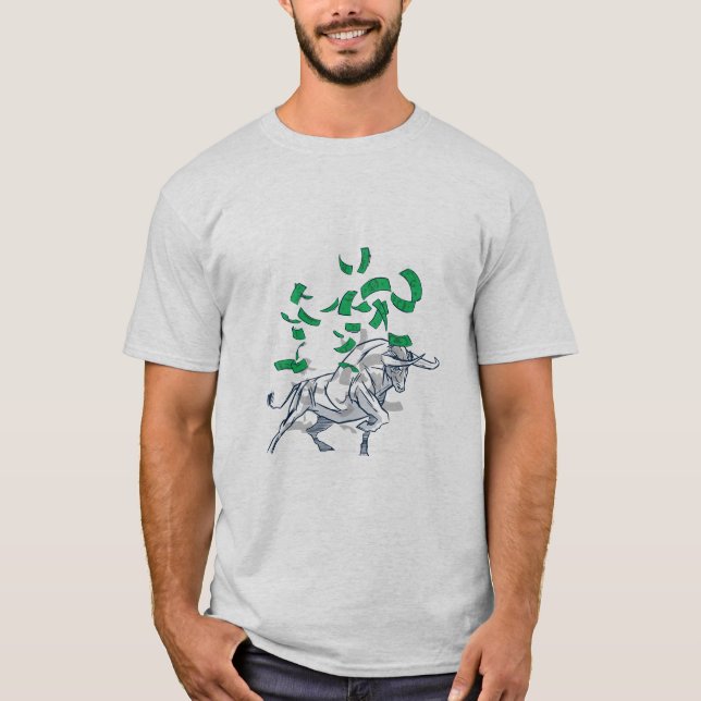 Bull Market Flies Money T Shirt (Framsida)