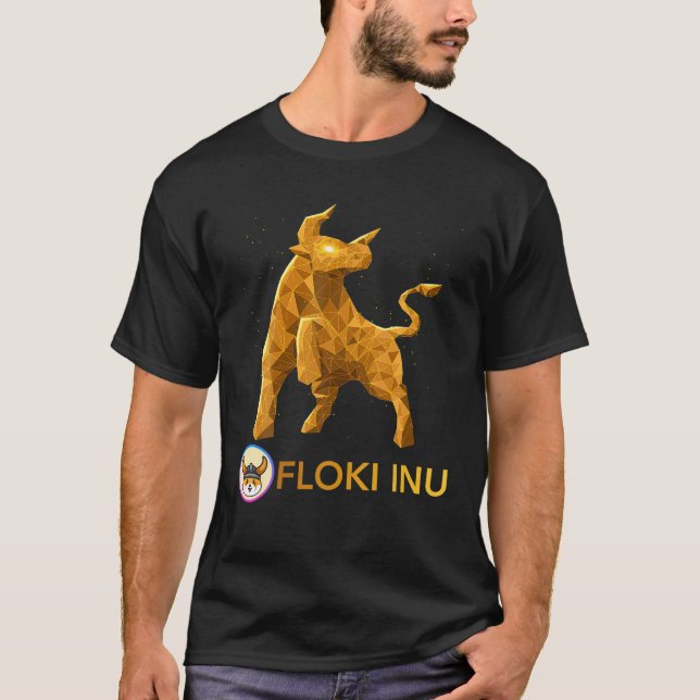 Bull Market Flokinu Coin to Måne Crypto Toke T Shirt (Framsida)