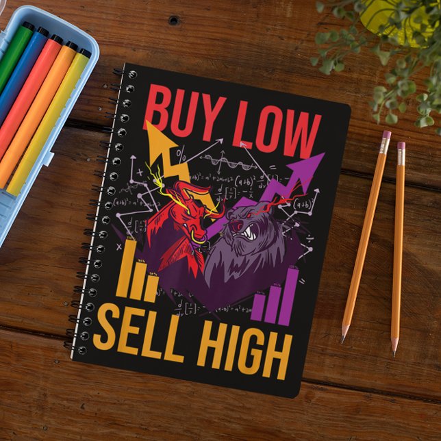 BULL MARKNAD KÖPER LÅG FÖRSÄLJNING AV HÖG HANDEL M ANTECKNINGSBOK (BULL MARKET BUY LOW SELL HIGH TRADING STOCK MARKET NOTEBOOK)