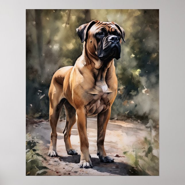Bull Mastiff Hund Art Print Poster (Framsidan)