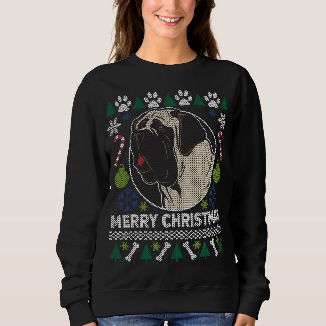 Bull Mastiff Hund aveln Ugly jul Sweater T-shirt (Framsida)