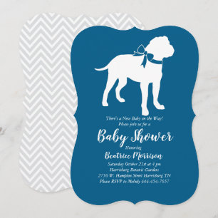 Bull Mastiff Hund Baby Shower Blue Boy Inbjudningar