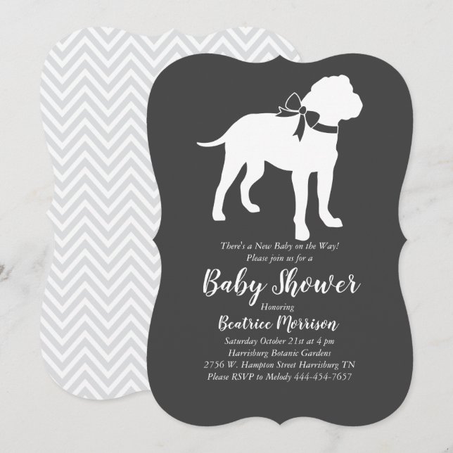 Bull Mastiff Hund Baby Shower Gender Neutral Inbjudningar (Fram/baksida)