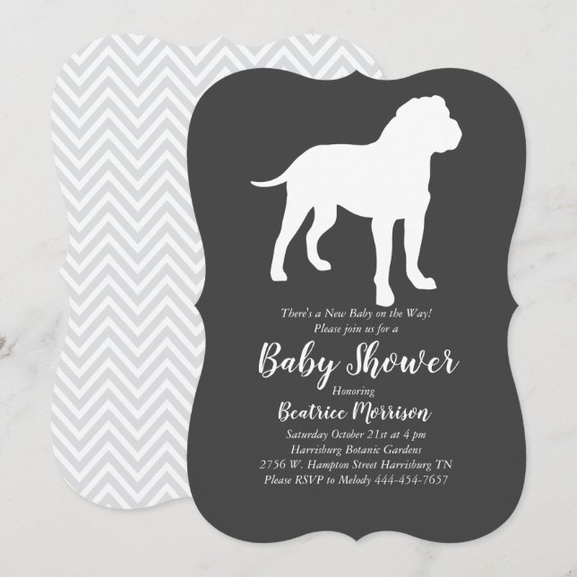 Bull Mastiff Hund Baby Shower Gender Neutral Inbjudningar (Fram/baksida)