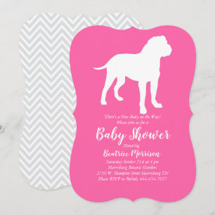 Bull Mastiff Hund Baby Shower Rosa Girl Girl Inbjudningar