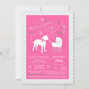 Bull Mastiff Hund Baby Shower Rosa Girl Girl Inbjudningar