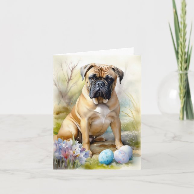 Bull Mastiff Hund med påskägg Semester  Kort (Framsida)