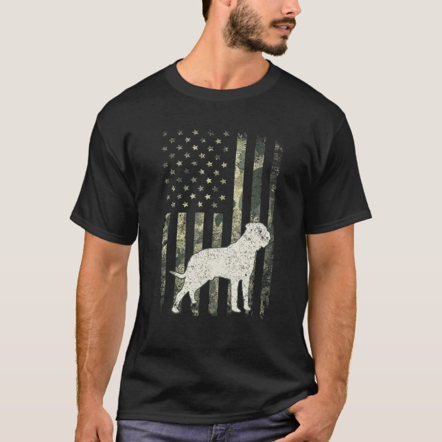 Bull Mastiff Hund Pappa Mamma Camouflage USA flagg T Shirt (Framsida)