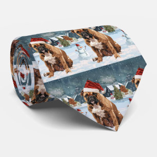 Bull Mastiff Hund Vinter Värld Julglädje Slips