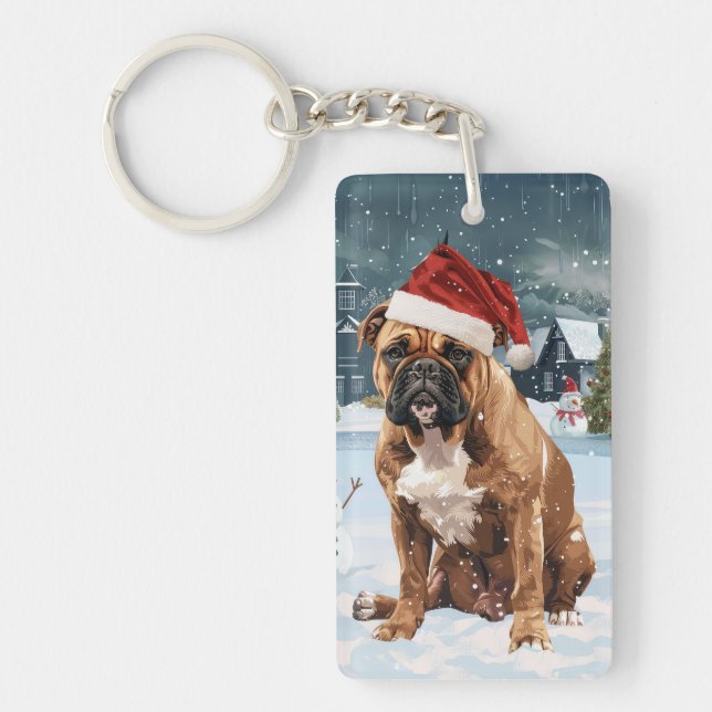 Bull Mastiff Hund Winter Wonderland jul Joy (Framsidan)