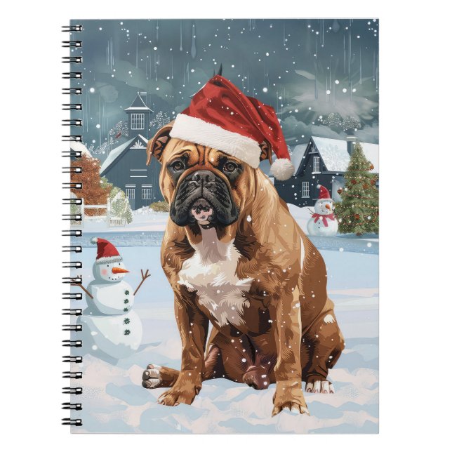 Bull Mastiff Hund Winter Wonderland jul Joy Anteckningsbok (Framsidan)