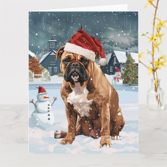 Bull Mastiff Hund Winter Wonderland jul Joy Kort (Gul blomma)