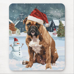 Bull Mastiff Hund Winter Wonderland jul Joy Musmatta