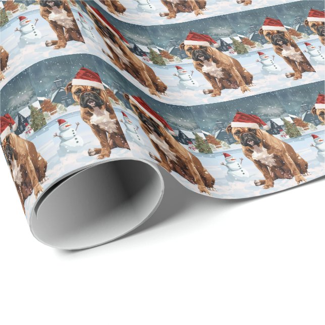 Bull Mastiff Hund Winter Wonderland jul Joy Presentpapper (Rullad Hörn)