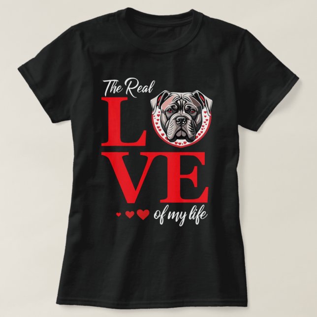 Bull Mastiff Kärlek i min livstids Valentineser D T Shirt (Design framsida)