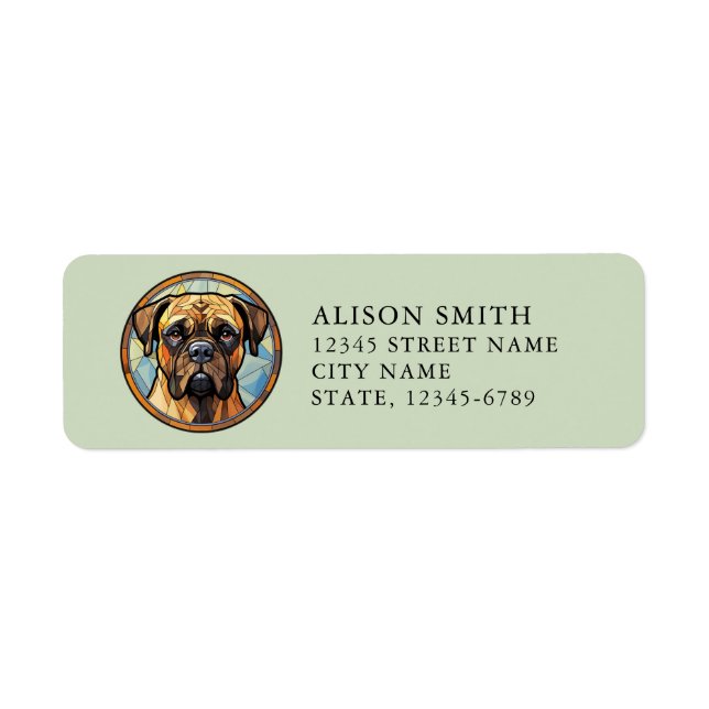 Bull Mastiff Return Address Label Returadress Etikett (Framsidan)