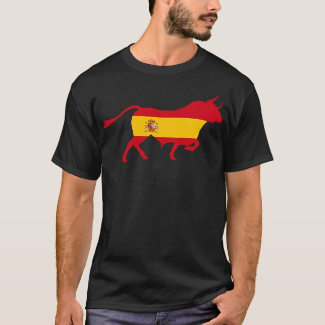 Bull med Färg i Flagga Spanien T Shirt (Framsida)