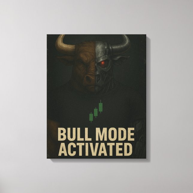Bull Mode Activated Poster — Cyber Bull Trader Canvastryck (Framsida)