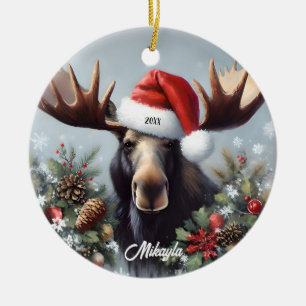 Bull Moose i jultomten Julgransprydnad Keramik