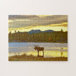 Bull Moose i Sprague Sjö, Colorado, i Sunrise Pussel