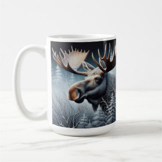 Bull Moose in Thick Brush and Gräs Träd Kaffemugg