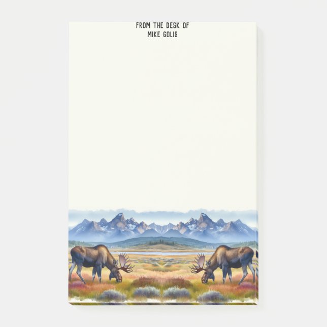 Bull Moose Personlig Watercolor Post-it Notes Block (Framsida)