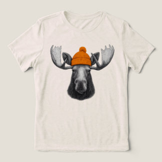 Bull Moose Wearing Beanie – Mountain Wildlife Crew T Shirt