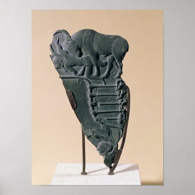 Bull Palette, från Abydos, c.3500-3100 BC Poster (Framsidan)