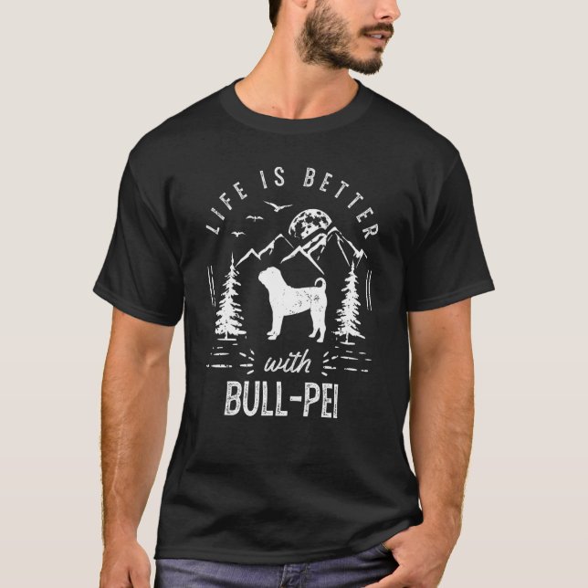 Bull Pei Life Better Mamma Pappa Hund T Shirt (Framsida)