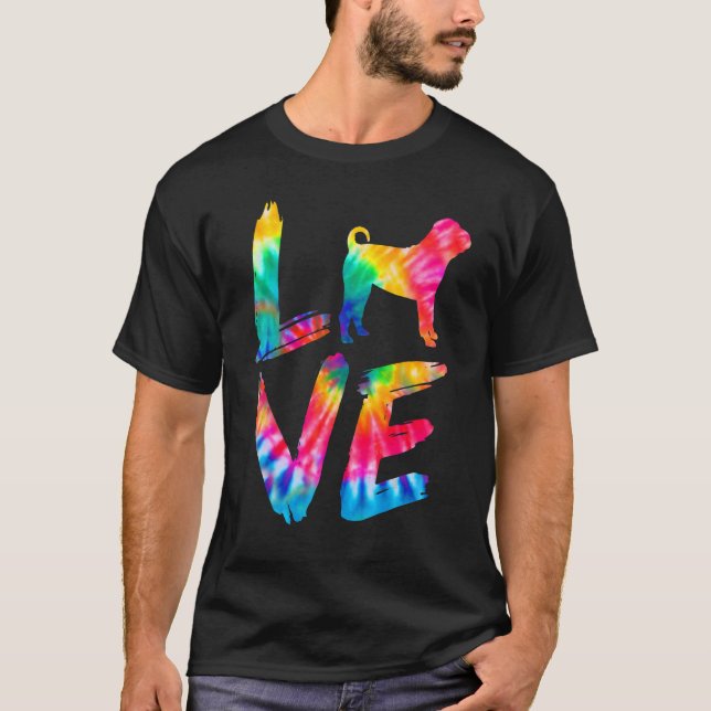 Bull Pei Tie Dye Kärlek Hund Mamma Pappa T Shirt (Framsida)