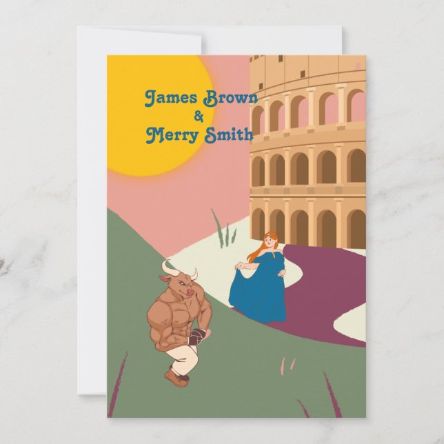 Bull Princess Ancient Roman Sol Bröllop Inbjudningar (Framsida)