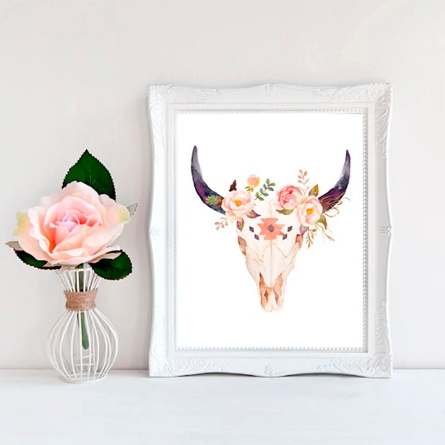 Bull Print, Boho Room Decor, Boho Wall Art Poster (Skapare uppladdad)