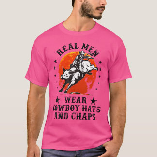 Bull Riders Bära Cowboy Hats and Chaps Rodeo Bull T Shirt