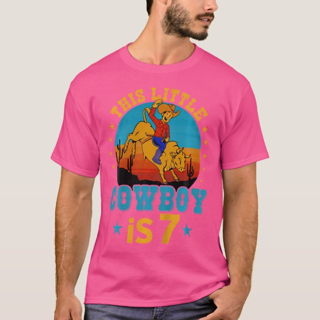 Bull Riding 7:e Birthday Boy 7 Western Co T Shirt (Framsida)