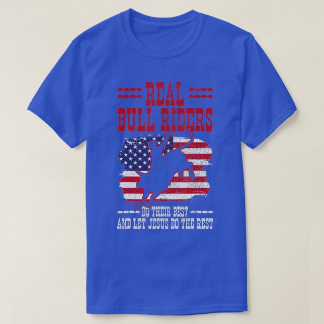 Bull Riding American Flag Rodeo Patriotic Christia T Shirt (Design framsida)
