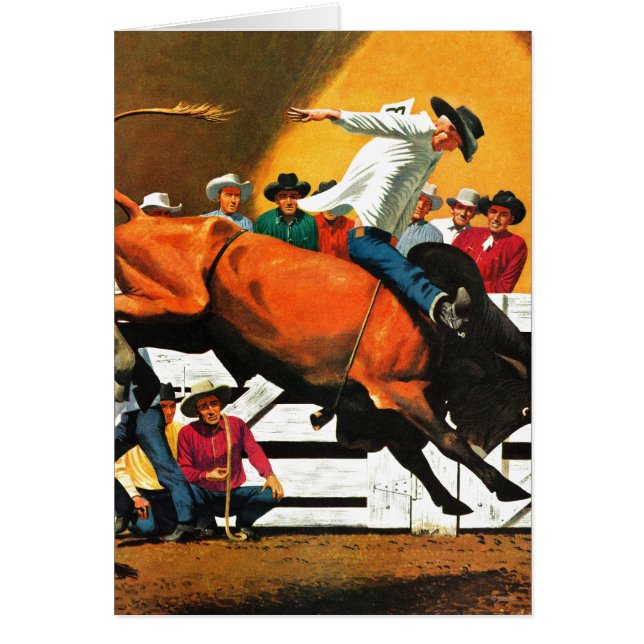 Bull Riding av Fred Ludekens Hälsningskort (Framsidan)