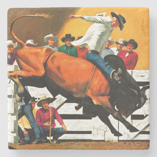 Bull Riding av Fred Ludekens Stenunderlägg (Framsidan)