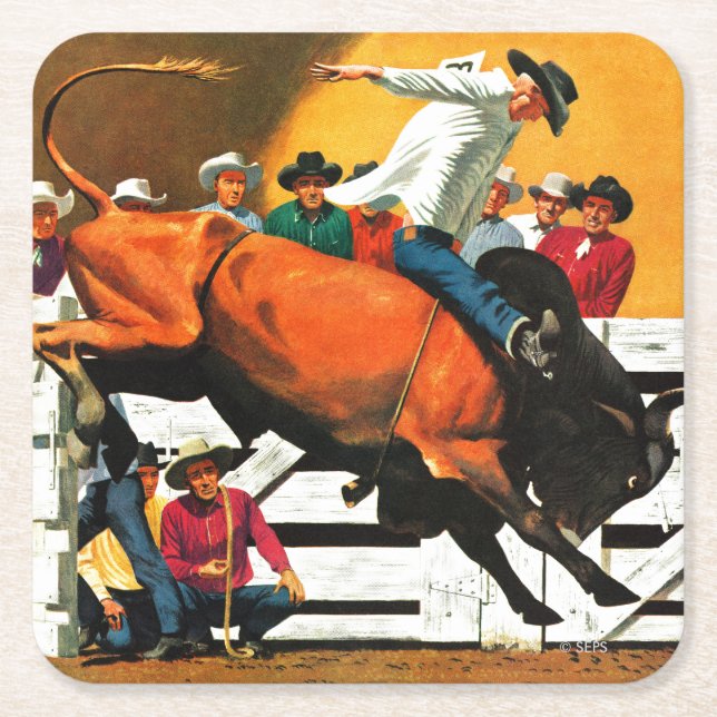 Bull Riding av Fred Ludekens Underlägg Papper Kvadrat (Framsidan)