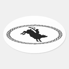 Bull Riding Euro Stil Ovalt Klistermärke