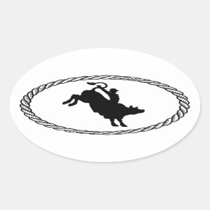 Bull Riding Euro Stil Ovalt Klistermärke