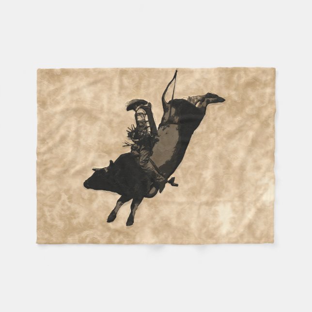 Bull Riding Hero- Rodeo Event Fleece Blanket (Framsidan (Horisontell))