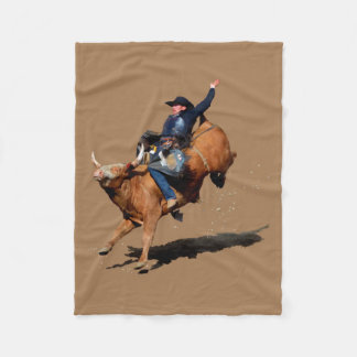 Bull Riding Rodeo Art Fleecefilt
