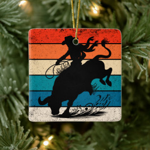 Bull Riding Rodeo Bull Riders Westernare Ranch Ret Julgransprydnad Keramik