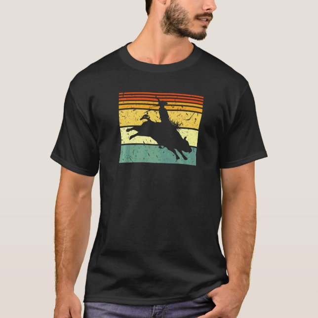 Bull Riding Rodeo Cowboy Jaripeo Retro Bull Rider T Shirt (Framsida)