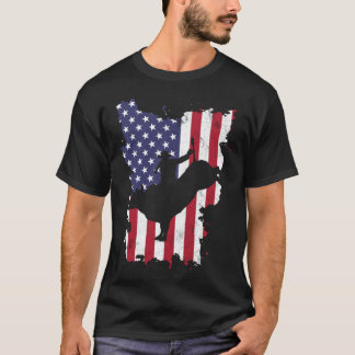 Bull Riding Rodeo Cowboy USA flagga 4:e juli T Shirt
