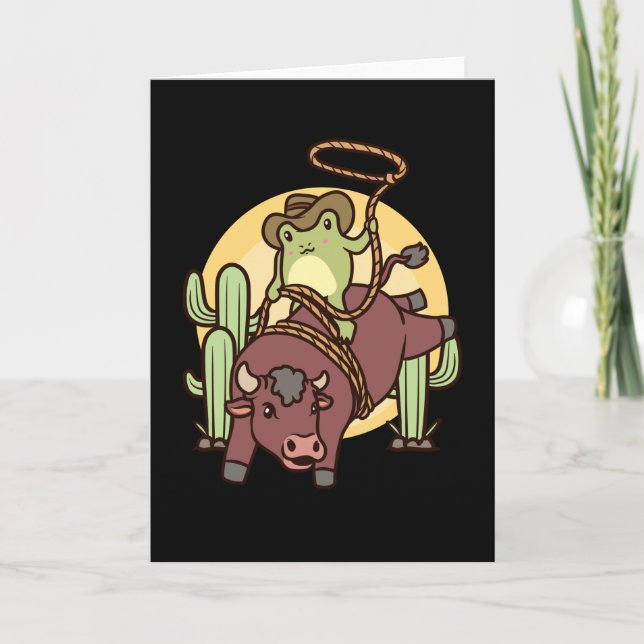 Bull Riding Rodeo Frog Bull Rider Kort (Framsida)