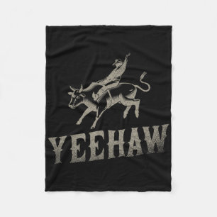 Bull Riding Western Rodeo Yeehaw Fleecefilt
