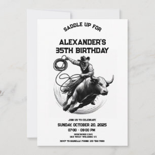 Bull Rodeo Birthday bjudande, Cowboy Birthday Inbjudningar